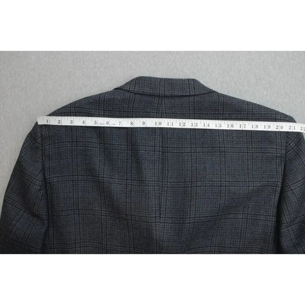 Jos‎ A Bank Blazer Mens 46R Gray Plaid 100% Wool 2 Button Single Breast